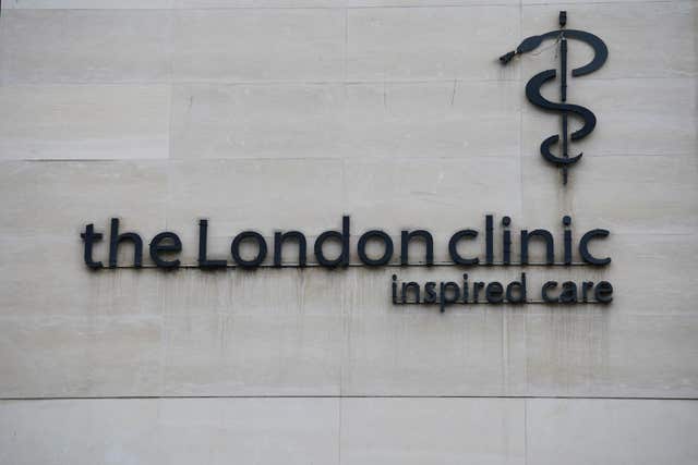 The sign for The London Clinic in central London