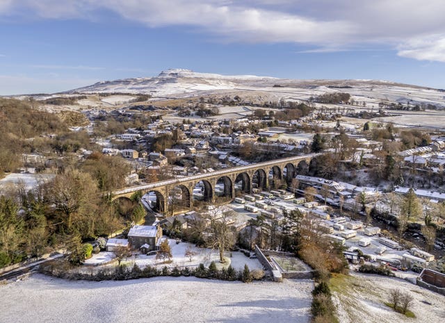 Fresh snow in Ingleton in North Yorkshire 