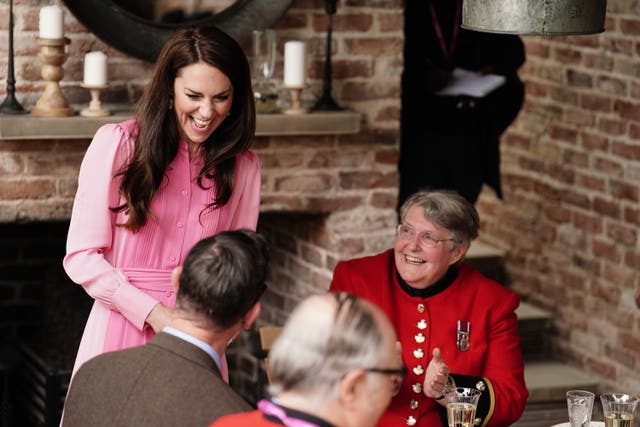 The Princess of Wales speaks to the Chelsea Pensioners