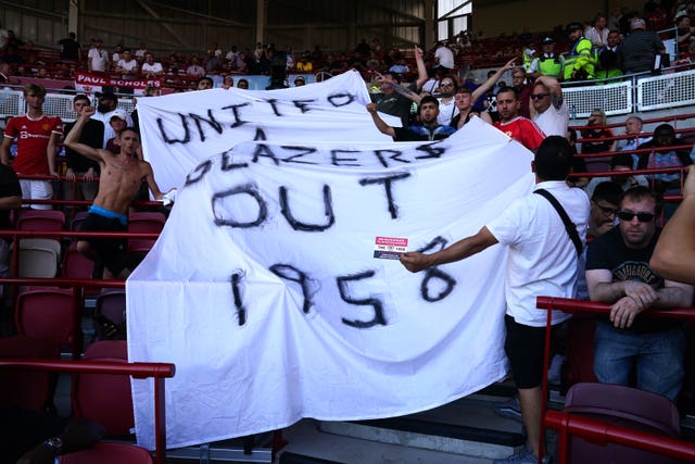 Manchester United fans protest against the Glazer family's ownership