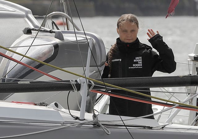 Greta Thunberg beginning her voyage to the US from Plymouth