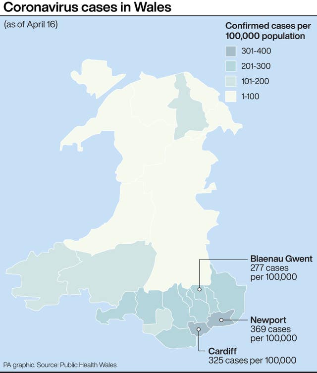 Coronavirus cases in Wales