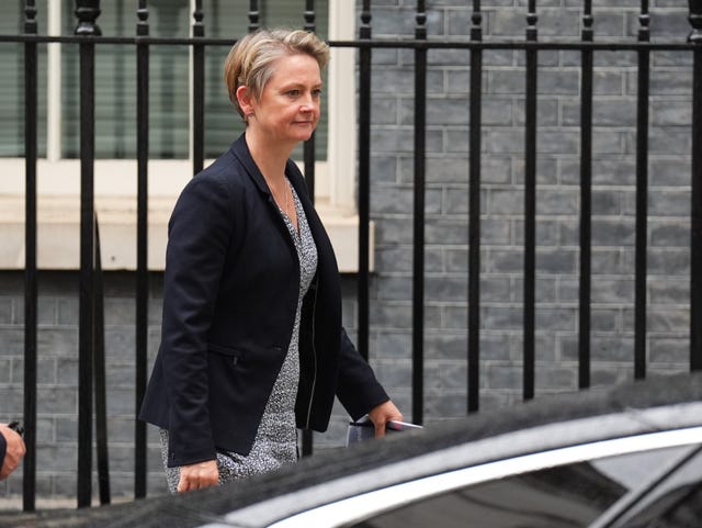 Home Secretary Yvette Cooper leaves Downing Street in Westminster, central London