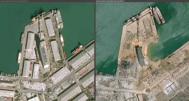 Beirut docks before and after the huge blast 