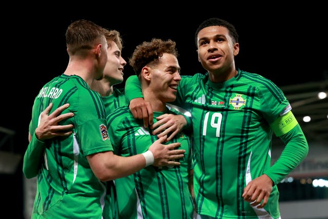 Northern Ireland players celebrate a goal