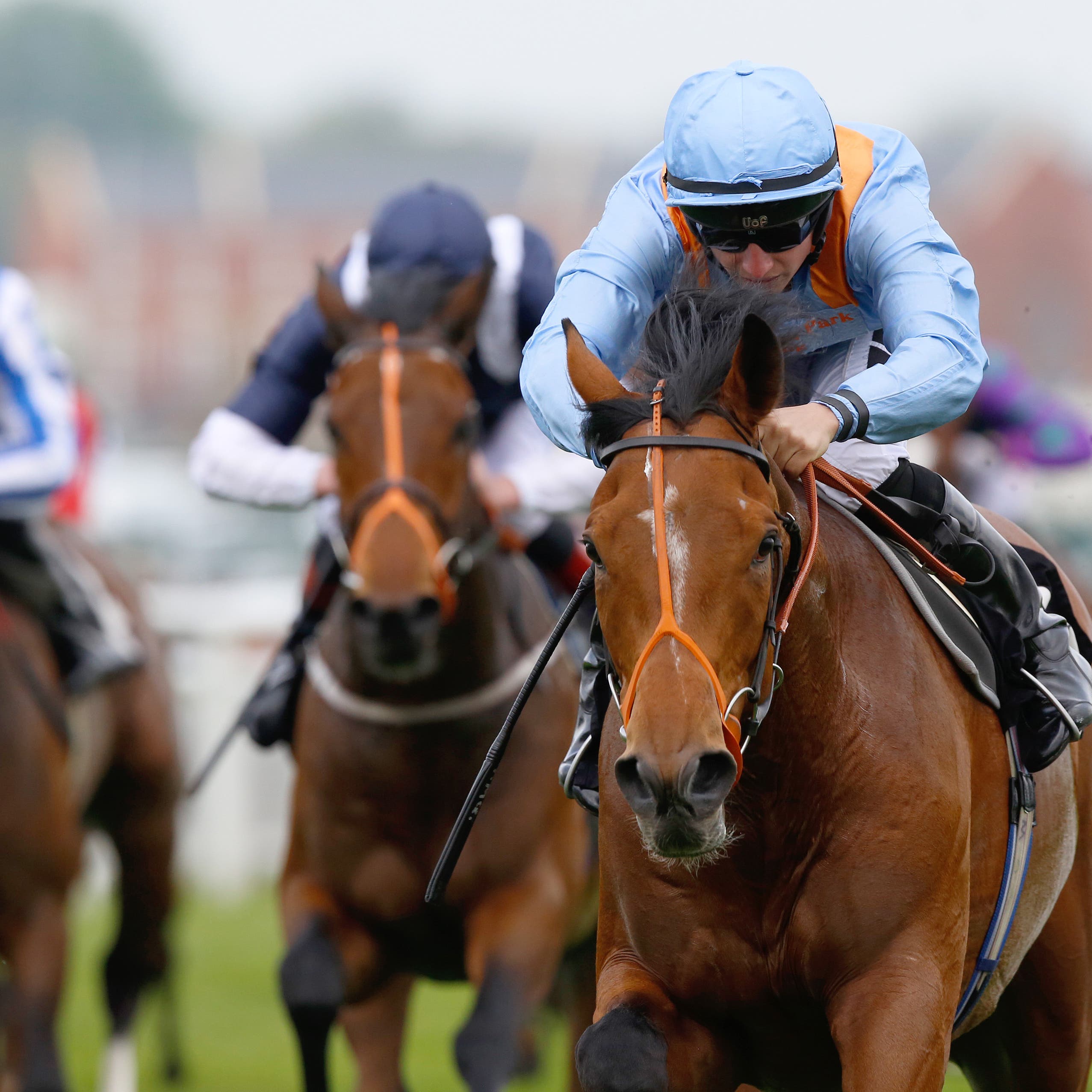 Raymond Tusk in winning action at Newbury