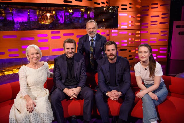 (Dame Helen Mirren, Liam Neeson, Graham Norton, Jamie Dornan and Sigrid (Matt Crossick/PA)