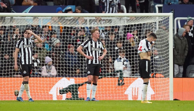 Newcastle players look dejected