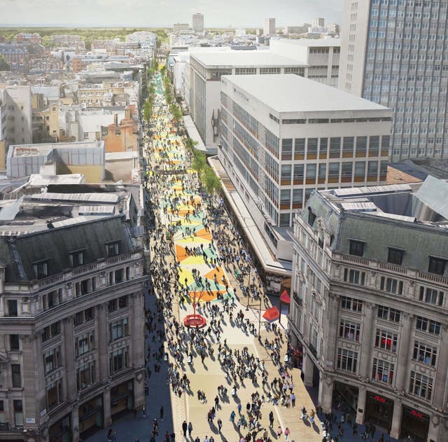 An artist’s impression of a pedestrianised Oxford Street in central London