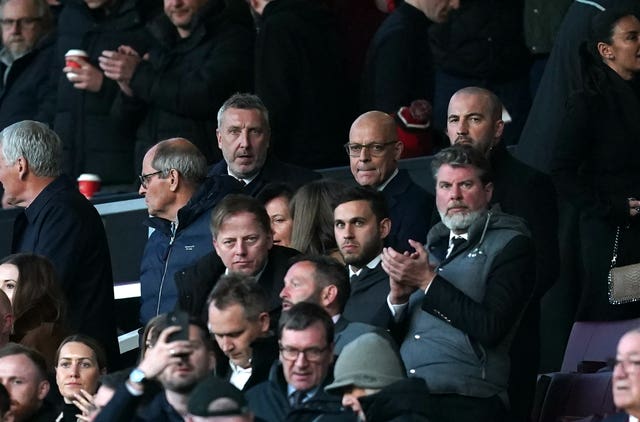 Manchester United technical director Jason Wilcox and Dave Brailsford in the stands