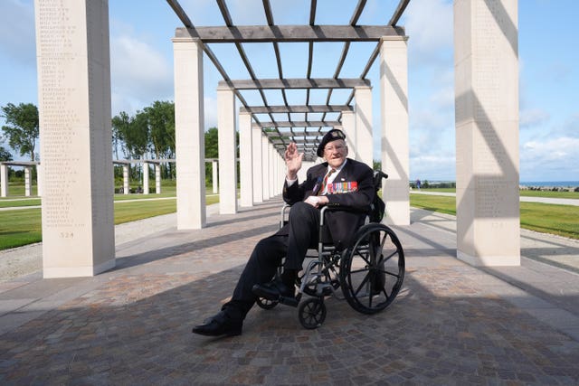 D-Day veteran and ambassador for the British Normandy Memorial Ken Hay, 99, at the British Normandy Memorial in Ver-sur-Mer, France 