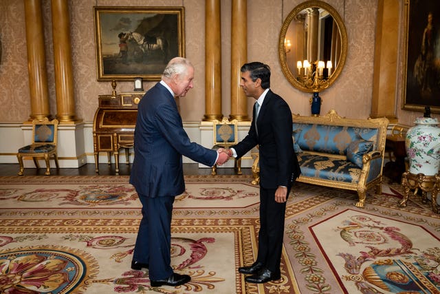 The King meeting Rishi Sunak (Aaron Chown/PA)