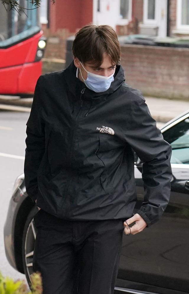Gene Appleton Gallagher, 20, the son of Liam Gallagher and Nicole Appleton, arriving at Wood Green Crown Court