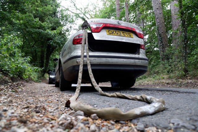 The Seat Toledo with tow rope (Steve Parsons/PA)