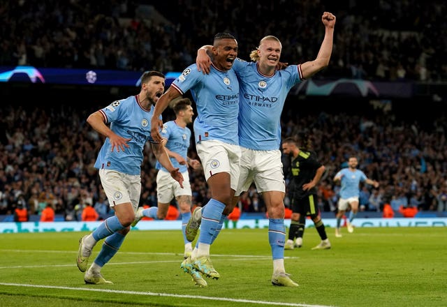 Manchester City celebrate against Real Madrid