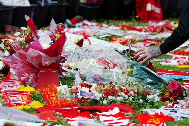 Tributes to Diogo Jota outside Anfield