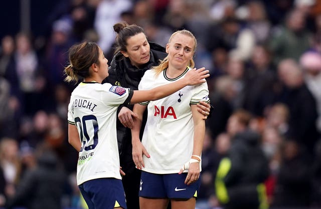 An own goal from Molly Bartrip, right, sent Manchester United back to the Women's Super League summit following a hard-fought 2-1 win at Tottenham (John Walton/PA)