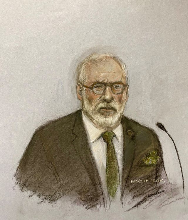 A court artist sketch of Gerry Adams