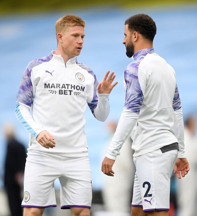 Kevin De Bruyne (left) and Kyle Walker (right) are injury doubts for Manchester City