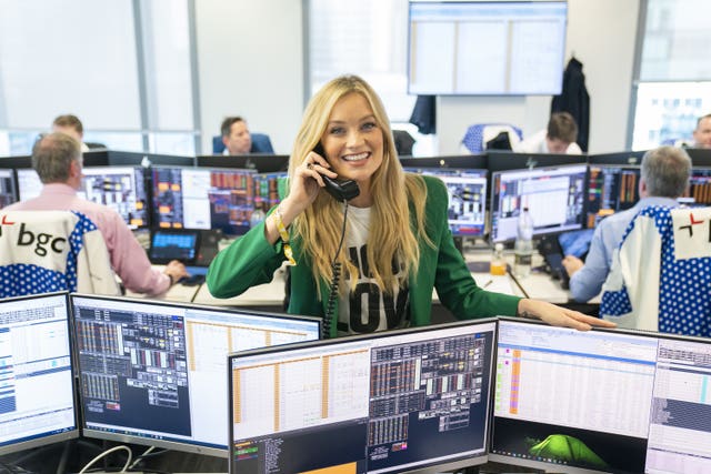 Laura Whitmore during the BGC annual charity day at Canary Wharf in London