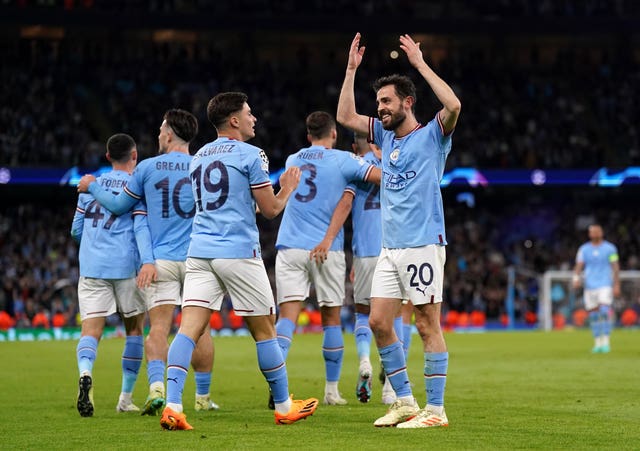 Manchester City celebrate against Real Madrid