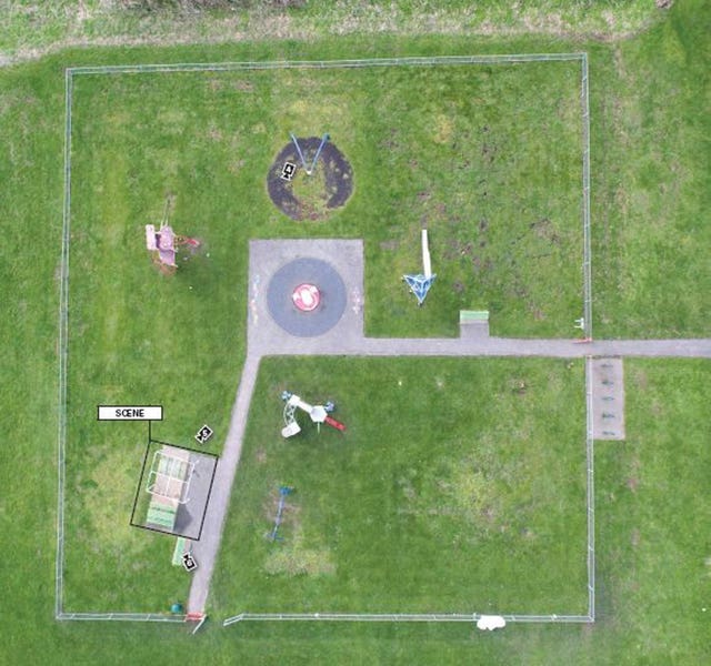 Drone photo of the scene in Amy's Park following the attack 