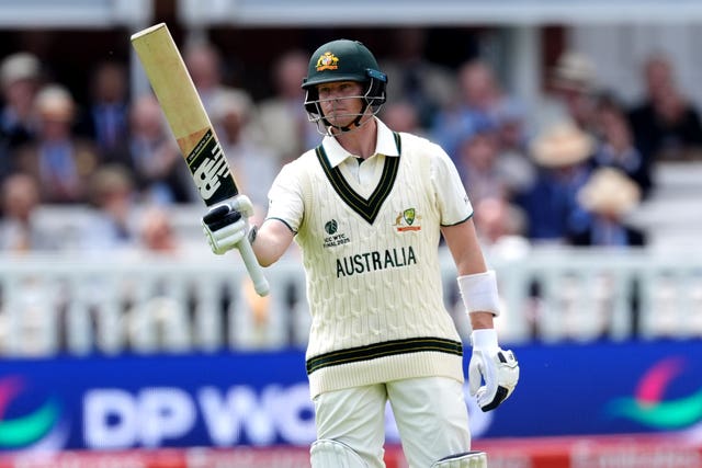 Steve Smith celebrates reaching a half-century against South Africa
