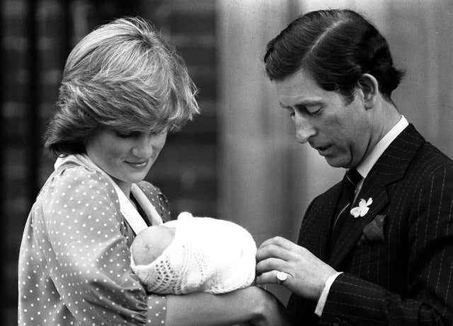 The Prince and Princess of Wales showing off their son, Prince William, to the media for the first time 