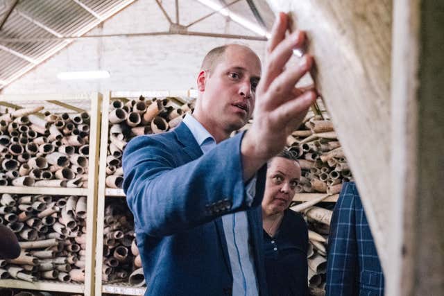During a visit to Tanzania the duke was shown a stockpile of ivory. Kensington Palace