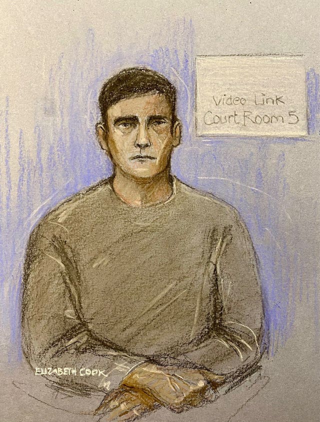 Court sketch of Steve Samson