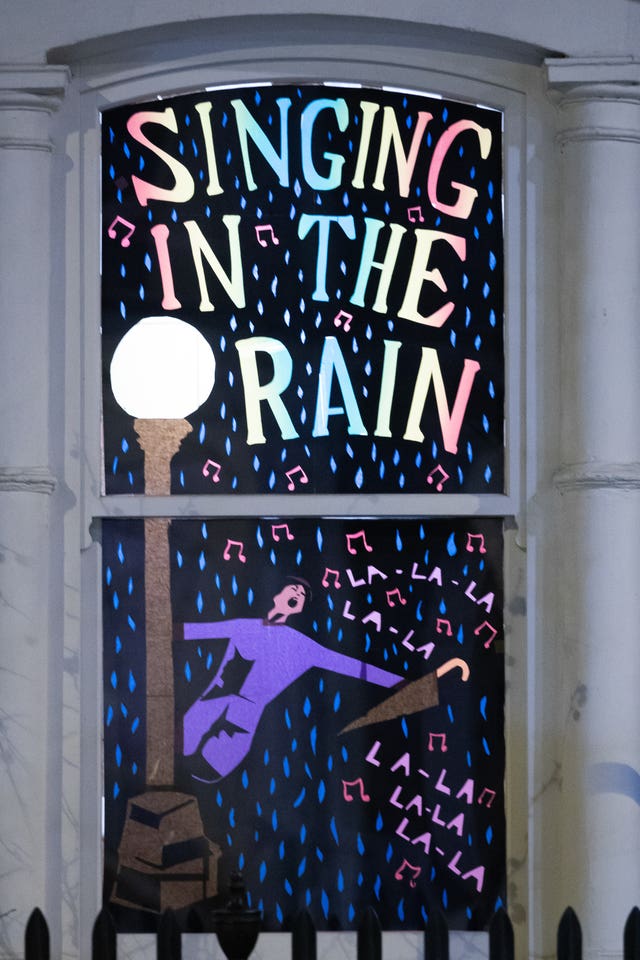 A Singing in the Rain window design