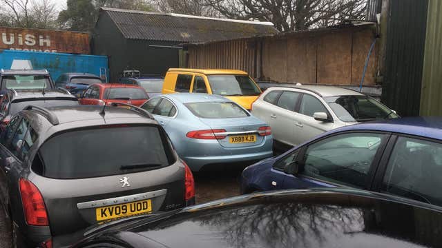 Undated handout photo of cars suspected to have been stored by the firm (Lee Drinkwater/PA)