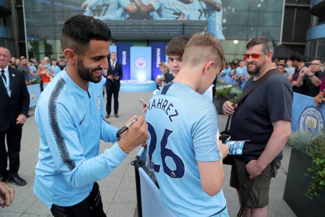 New signing Mahrez has also taken time out to greet City fans