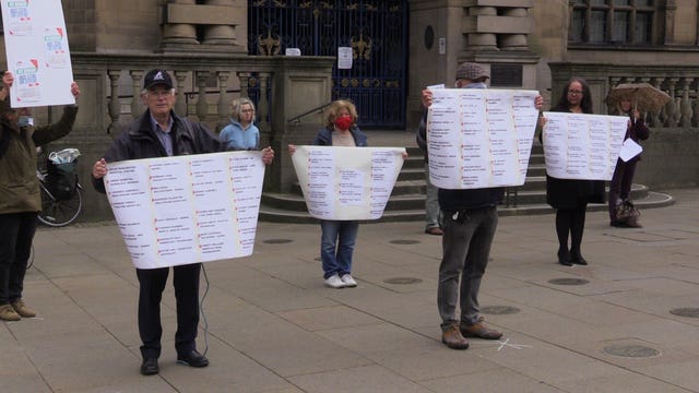 A group of trade unionists and supporters paid tribute to key workers outside Sheffield town hall