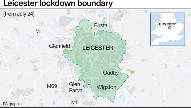 Leicester lockdown boundary
