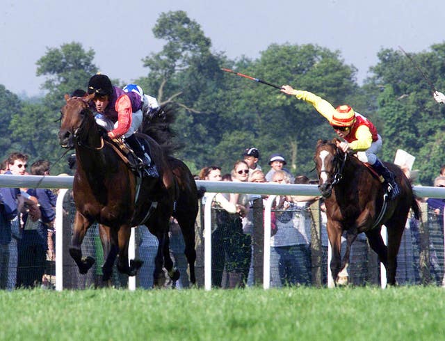 Gary Stevens rides the late Queen's Blueprint to victory at Royal Ascot 