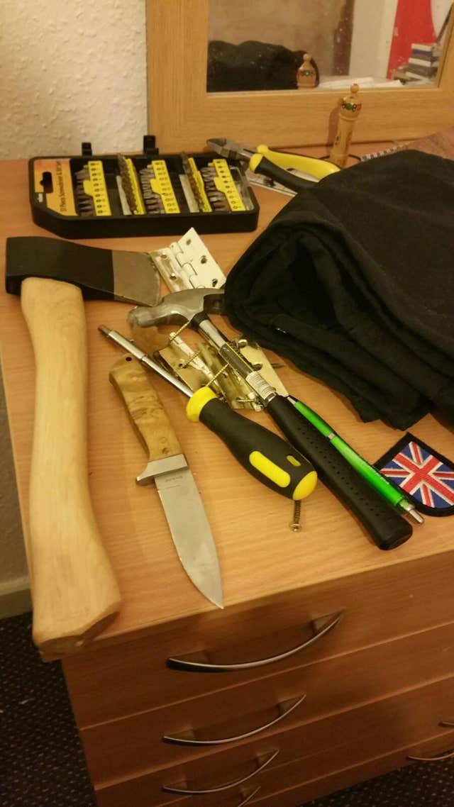 Weapons found in Ethan Stables' flat (Greater Manchester Police/PA)