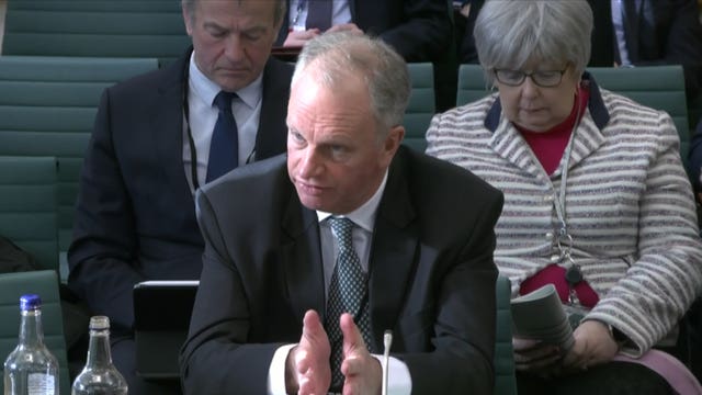 Nick Read, chief executive of the Post Office, giving evidence to the Business and Trade Committee at the Houses of Parliament, London