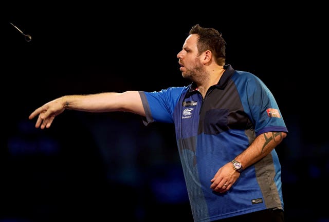 Adrian Lewis in action at the 2022 William Hill World Darts Championship