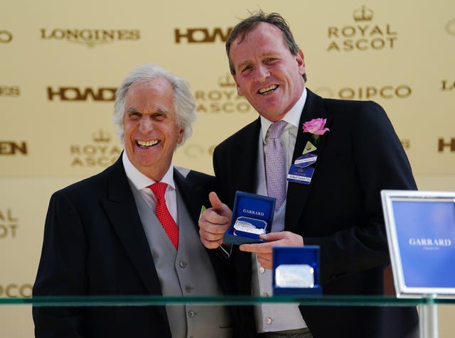 Richard Hannon gets his trophy off, Henry Winkler, best known for playing The Fonz in Happy Days