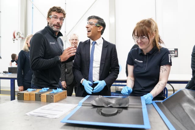 Prime Minister Rishi Sunak during his visit to a maritime technology centre in Northern Ireland