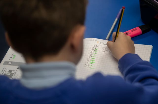 A child doing schoolwork