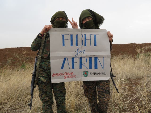 Anna Campbell (right) died defending Afrin (YPJ/PA)