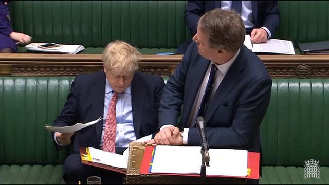 Alister Jack with Boris Johnson during Scottish Questions in the Commons on Wednesday