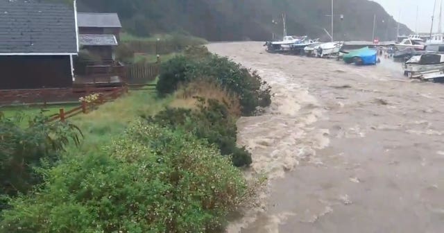 Flooding at Laxey Harbour, Isle of Man