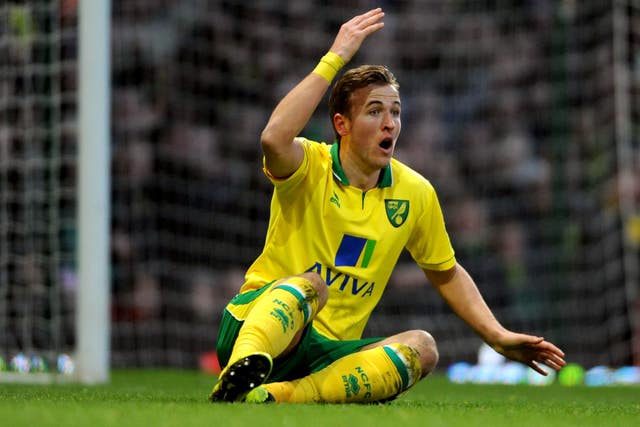 Harry Kane shows frustration during an appearance on loan for Norwich