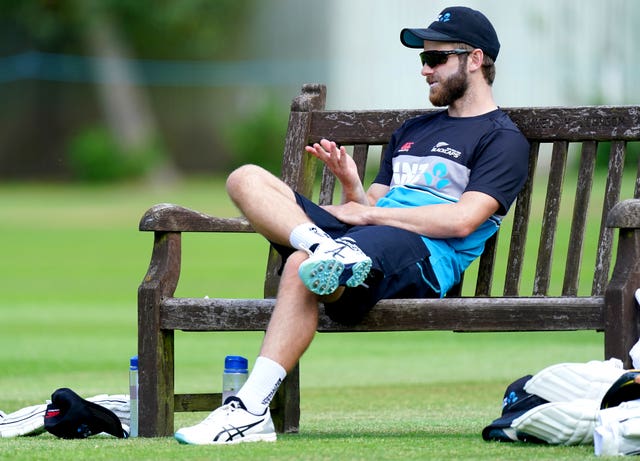 Kane Williamson sits on a bench