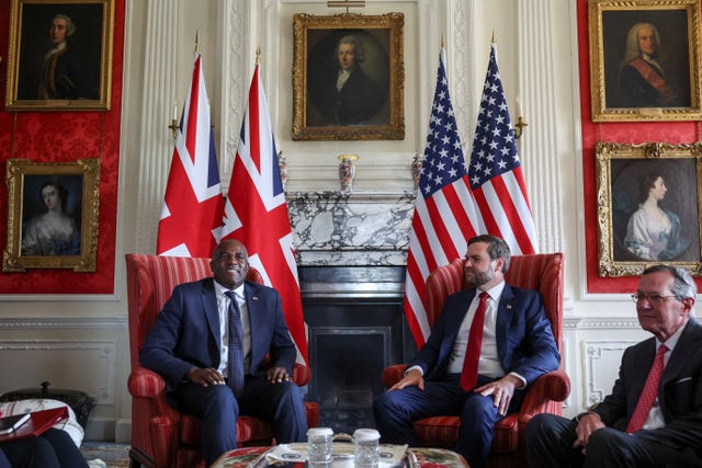 David Lammy and JD Vance during a meeting at Chevening House
