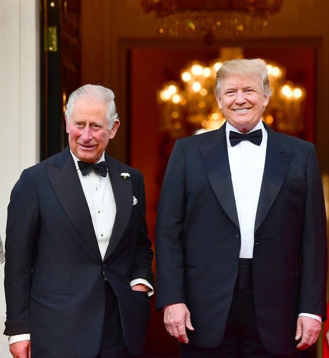 Charles as the then-Prince of Wales is greeted by then-US president Donald Trump in 2019 