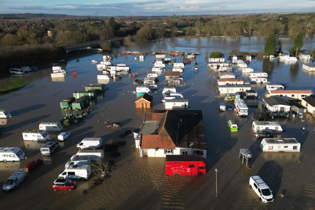 Flooding at a caravan park near Barrow upon Soar, Leicestershire